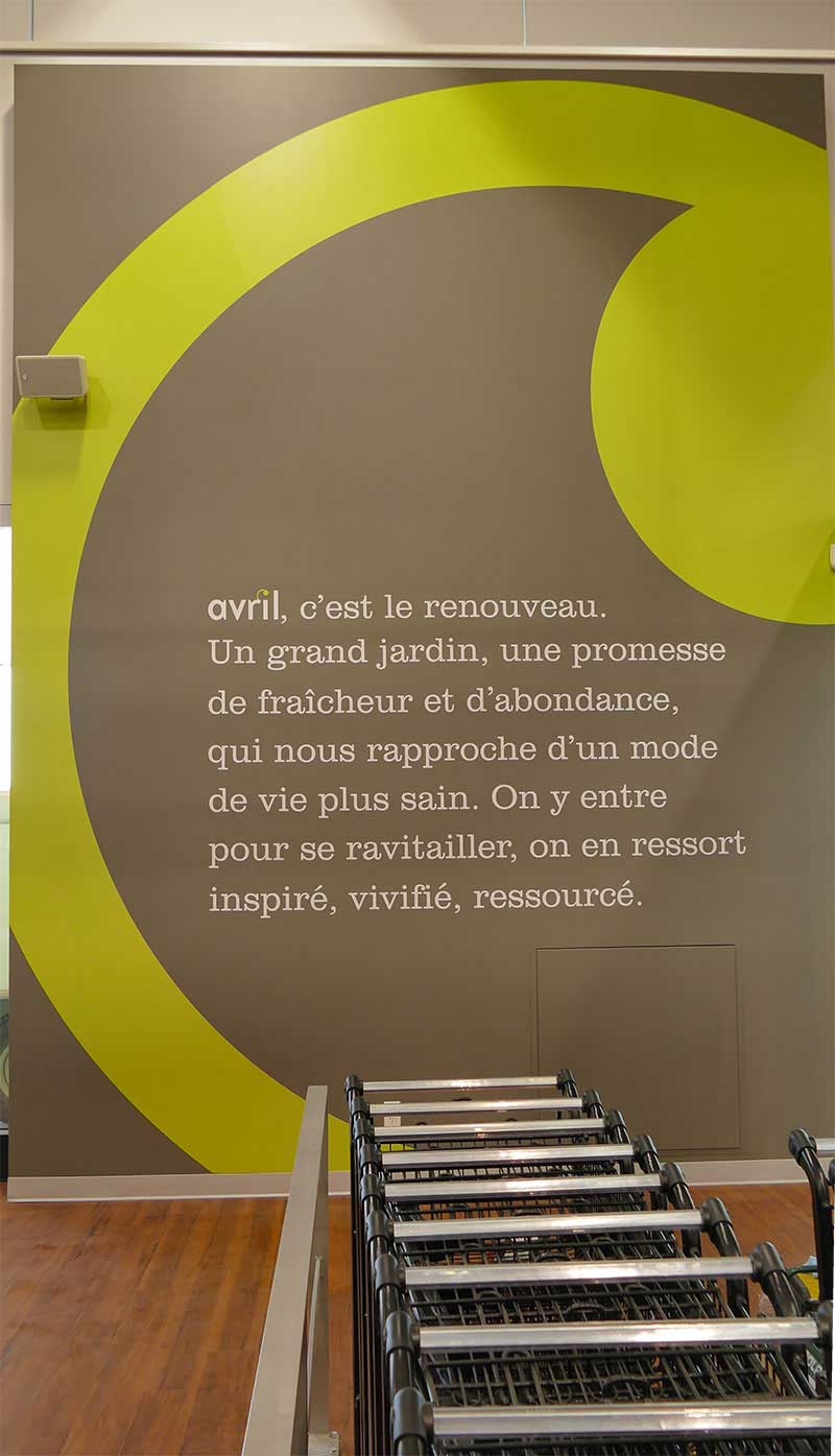 Lettrage pour mur de magasin Avril