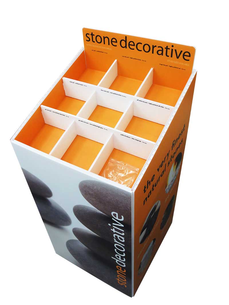 Présentoire de produit en Coroplast pour Stone Decorative