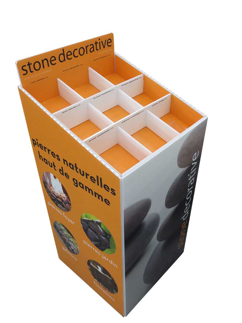 Présentoire de produit en Coroplast pour Stone Decorative